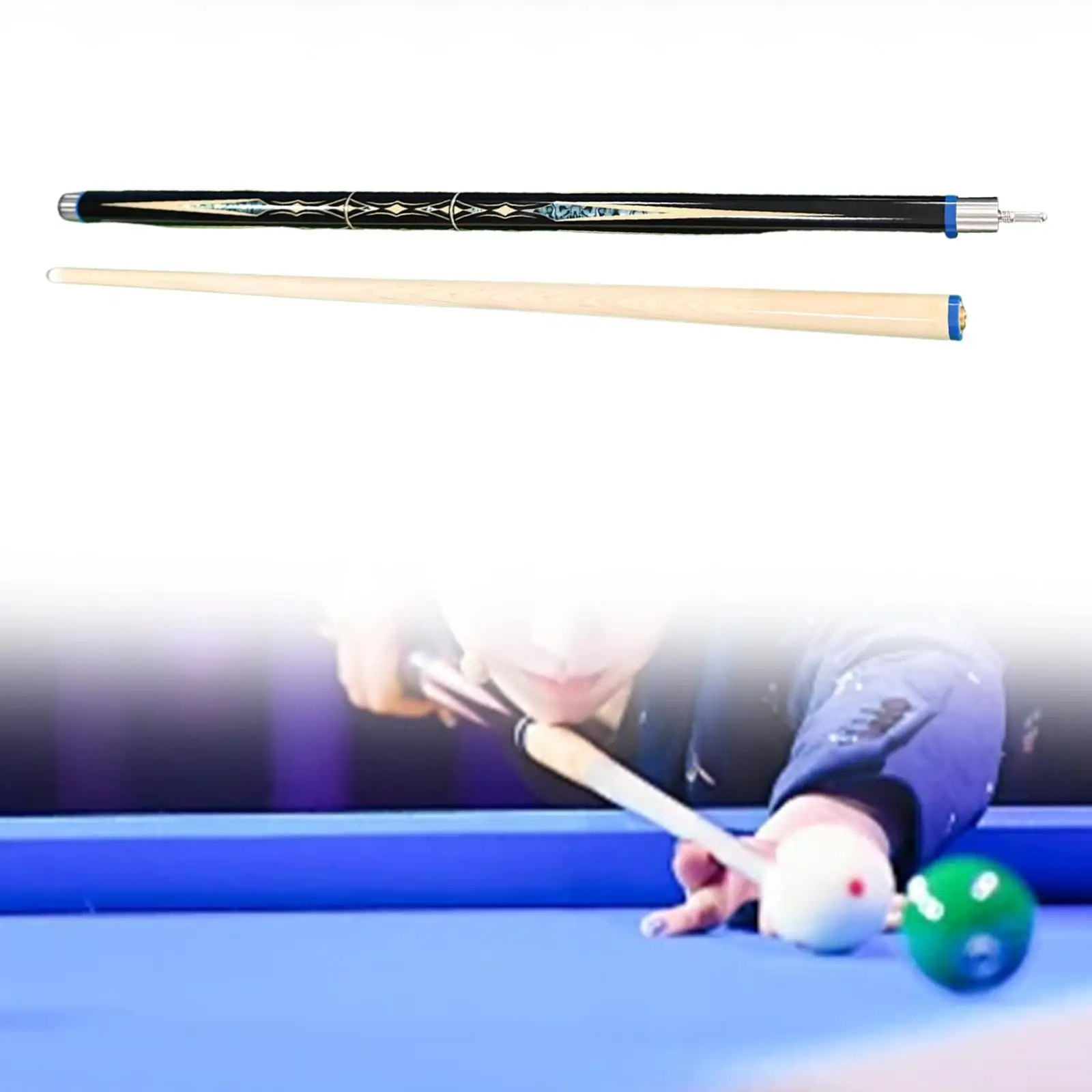 Pool Cue Stick Length 147cm 1/2 Segmented Practical Lightweight 13mm Tip Billiard Cue Stick for Practice House Players Adults