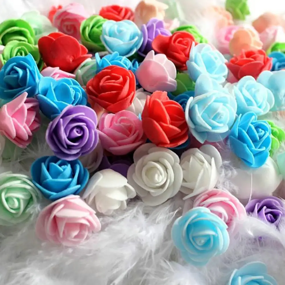 

500Pcs/bag Artificial Rose Heads Foam 3.5cm Artificial Flowers for Rose Bear Valentine Gift Wedding Party Flower Decorations