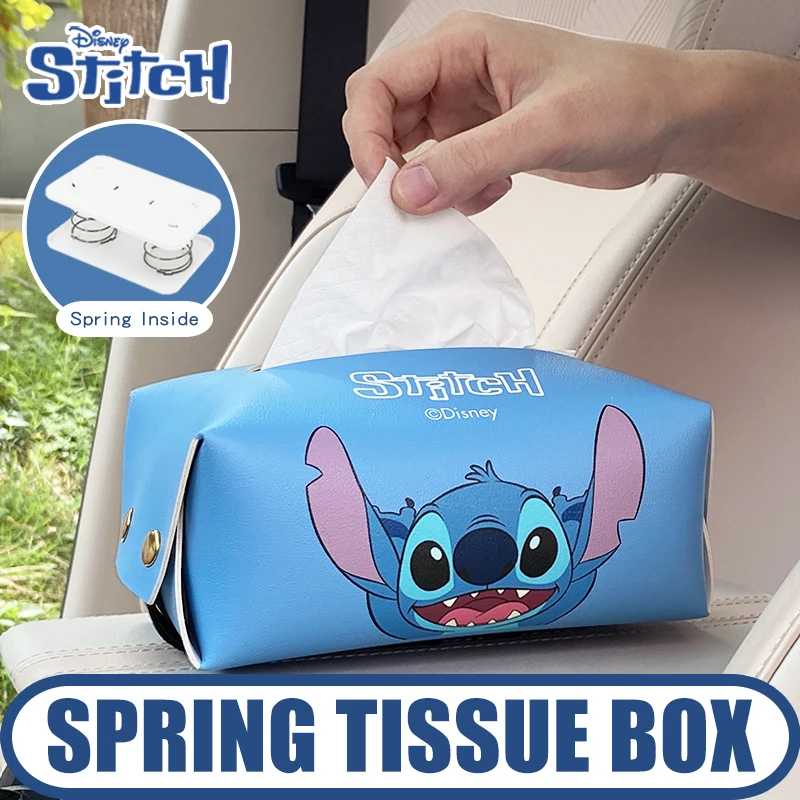 

Disney Stitch cute car tissue box holder dispenser paper towel organizer hanging sunshade sun visor console accessories interior