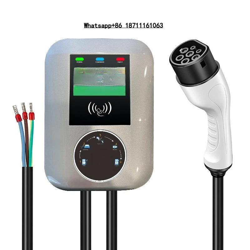New IP65 Waterproof Smart App Portable EV Charger 1-Phase 3-Phase 2 Plug GB 32A 7.4Kw-22Kw AC Wall-Mounted Black 11kW