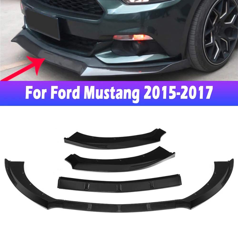 For Ford For Mustang 2015 2016 2017 Car Front Bumper Splitter Lip Diffuser Protector Body Kit Front Spoiler Cover Carbon Fiber