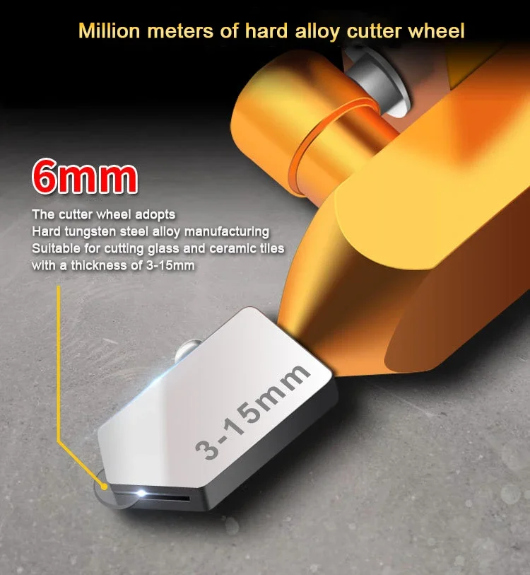 2 in 1 Glass Cutter Set Tile Diamond Cutter Slicer Roller High-Strength Ceramic Cutting Opener Manual Construction Tool