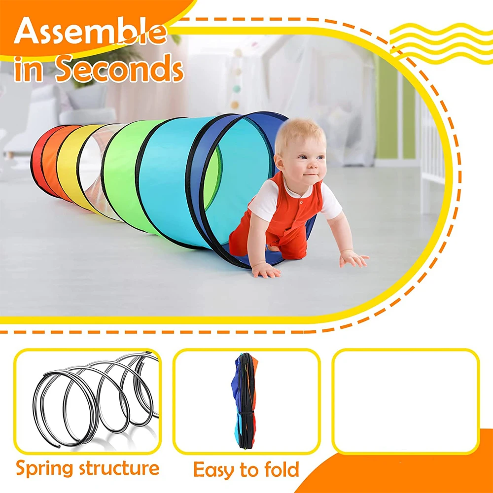 Tente tunnel de jeu pour les tout-petits, jouet rampant pop-up coloré pour bébé ou animal de compagnie avec maille respirante, cadeau pliable pour le jeu, enfants