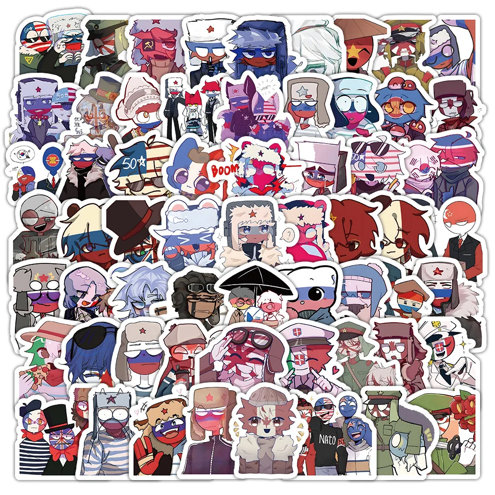 50/103Pcs Cartoon Anime Cool Game Countryhumans Stickers Kawaii Student Stationery Waterproof Kids School Supplies Case Gift