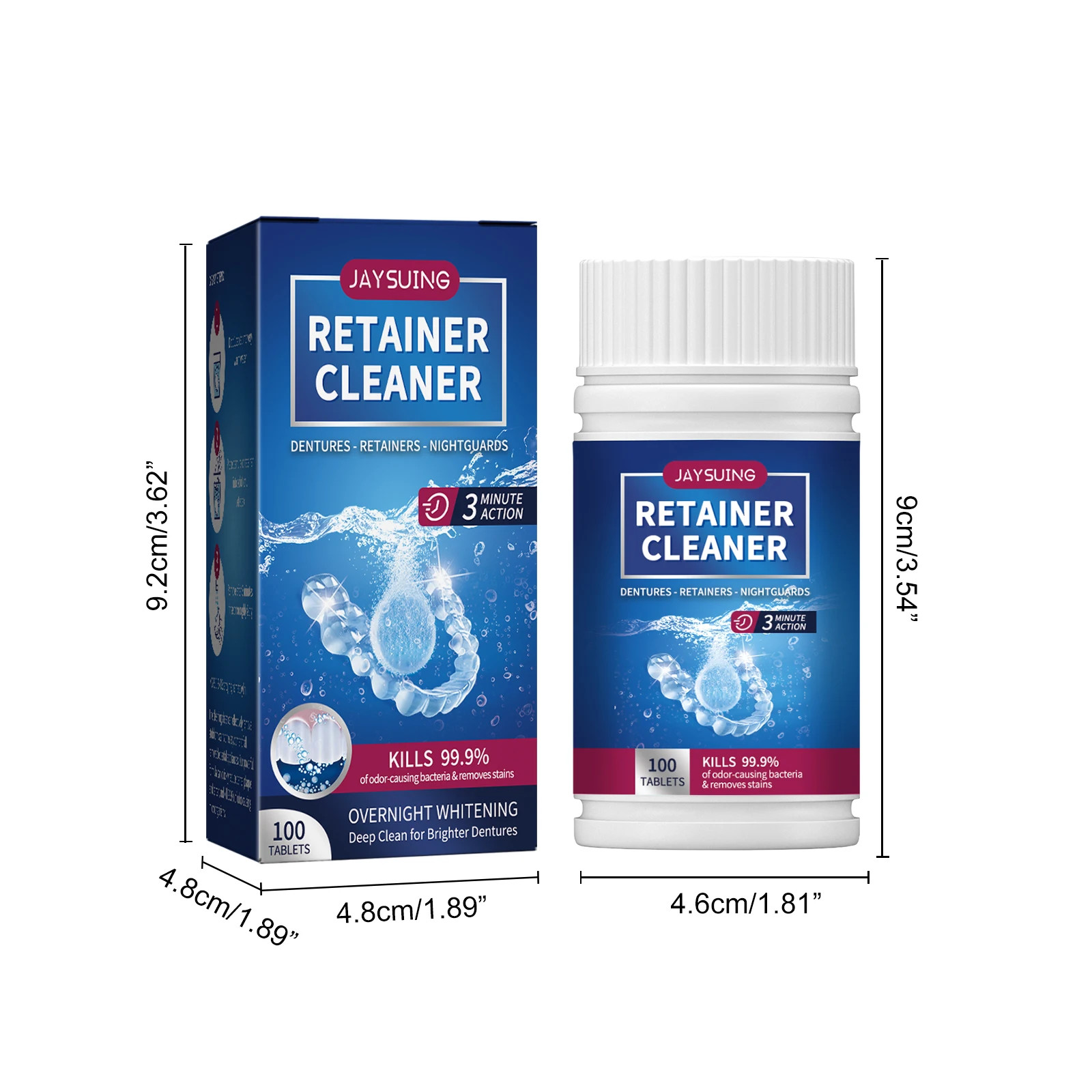 100PCS/Set Denture Cleaner Tablets Retainer False Tooth Hygiene Cleaning Tablet Removes Odor Fresh Breath For Oral Dental Appliance Care view 6