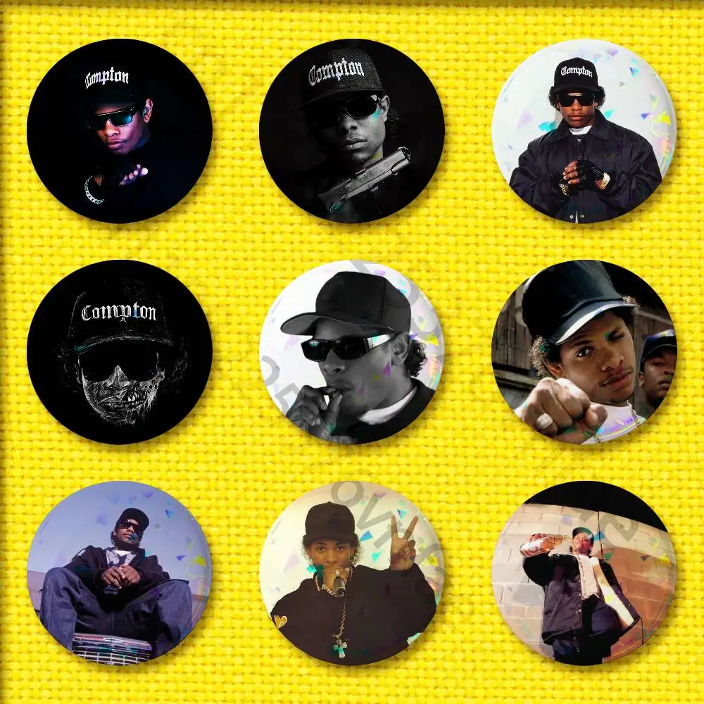 

American Rapper E-Eazy E Badge For 58mm 32mm 44mm 25mm 75mm Round Pin Brooch Insignia Cover Cosplay