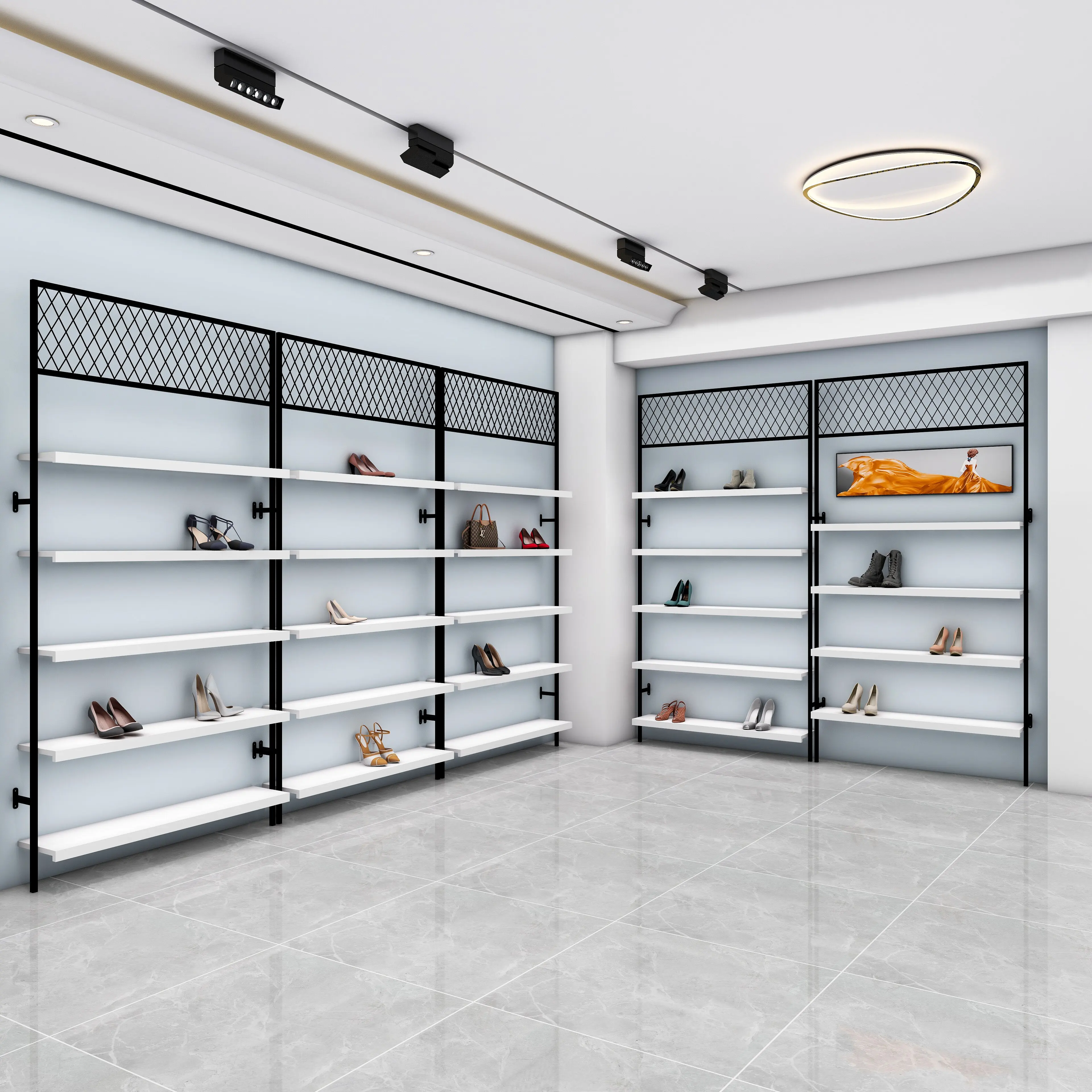 

Shoe store shoe rack display rack classmate shelf bag rack men's shoes women's shoes clothing store wall-mounted multi-storey