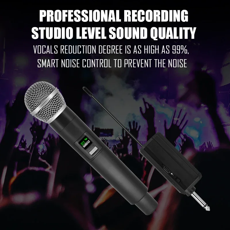 Professional Wireless Microphone 4 Channels Karaoke Handheld  Chargeable Easy Use Outdoor With Suitcase
