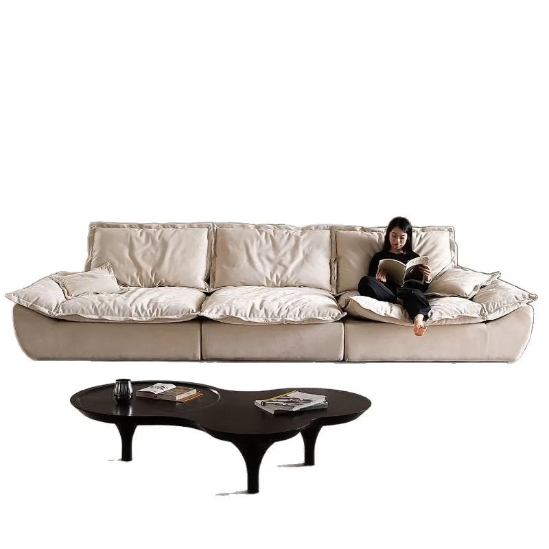 Straight row removable backrest new cream wind sofa