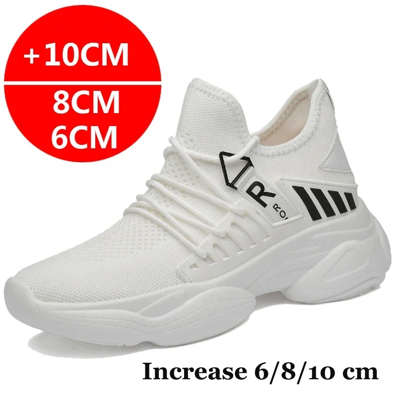 

Men Sneakers Elevator Shoes Breathable Casual Hidden 6cm 8cm Optional Heels Height Increasing Shoes Moccasins Taller Male JIT