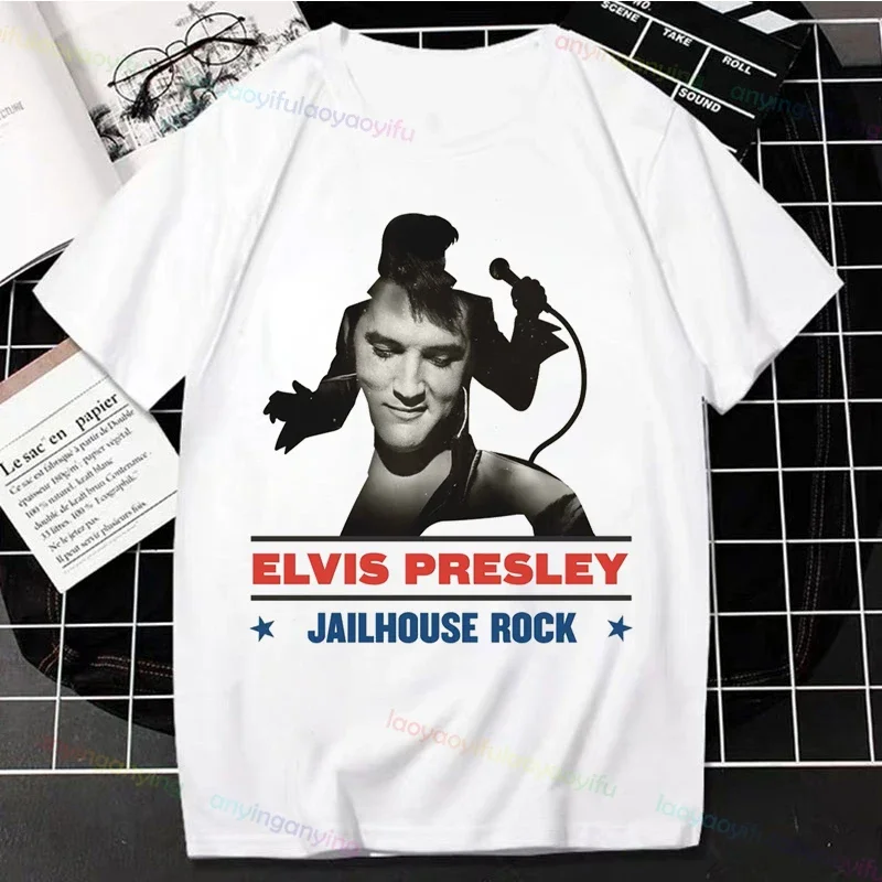 Y2K-Elvis- Presley T Shirt Men Rock Roll Singer Tops Hip Hop Tee Printed Character Clothing Famous Musician Tops Popular Shirts