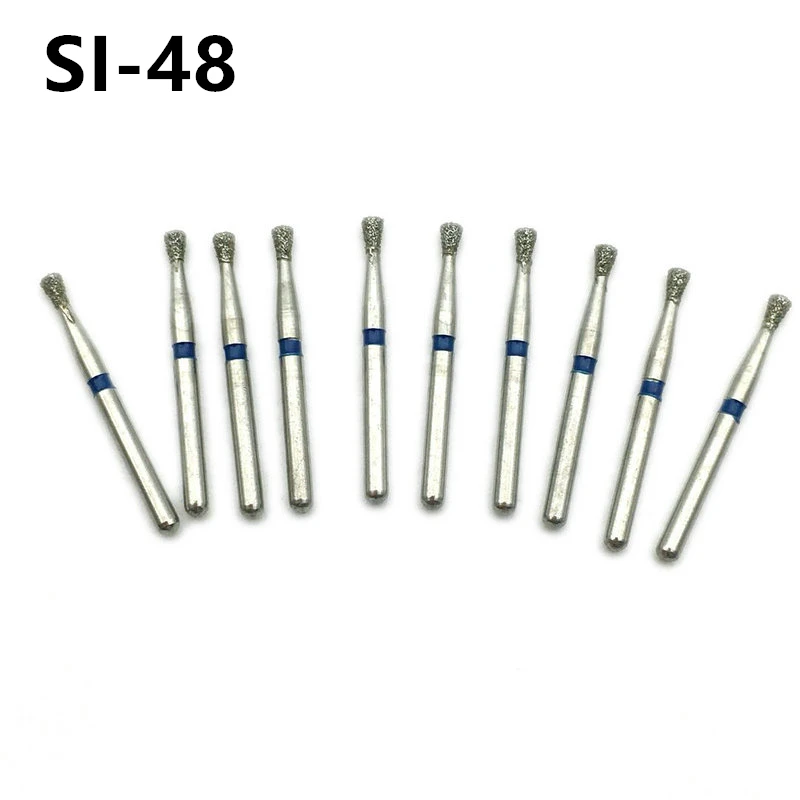 10pcs Dental Diamond Bur Drill Polishing Smoothing Drills Single Inverted Cone Type Dentist Tools SI-48