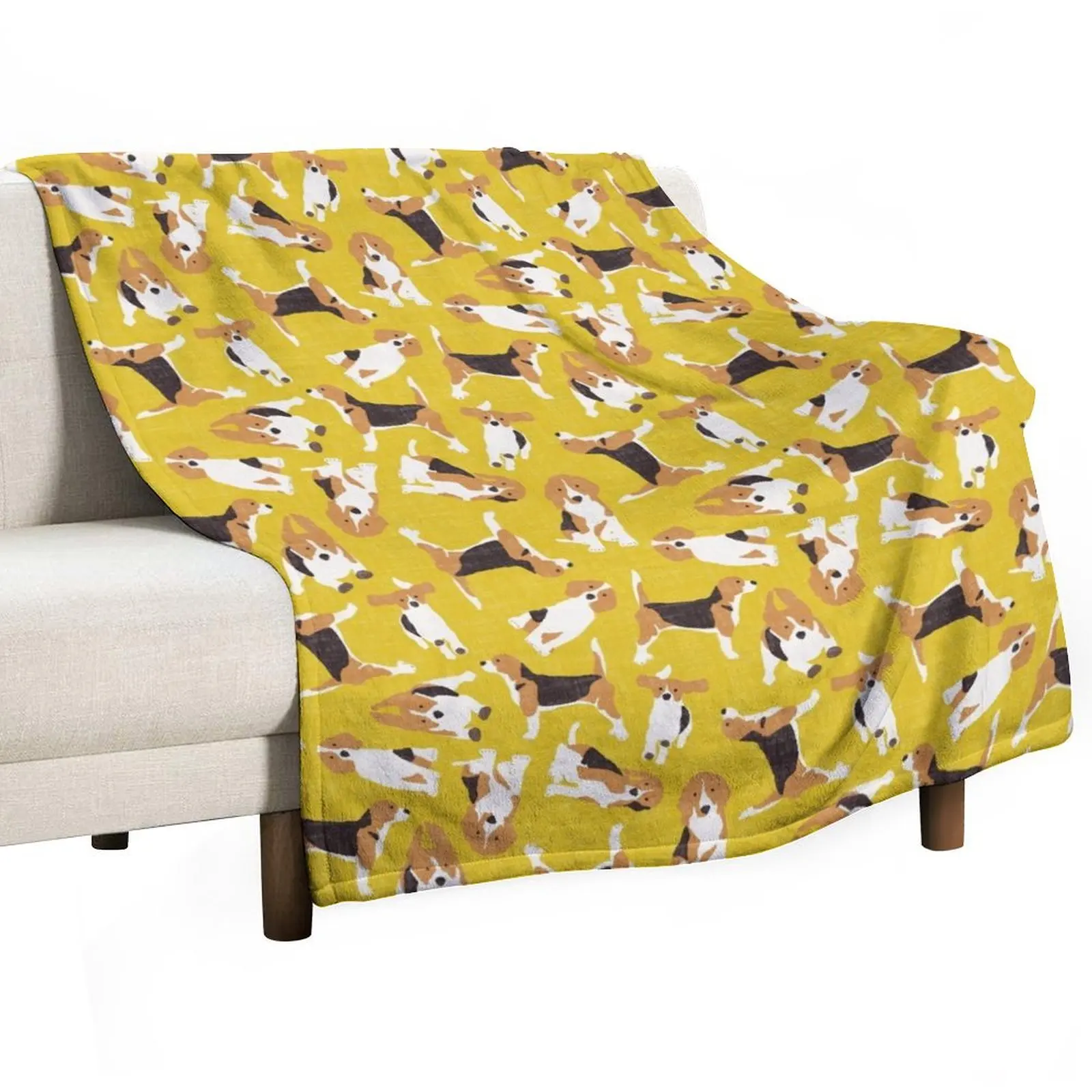 beagle scatter yellow Throw Blanket Decorative Sofas blankets ands Beach Blankets