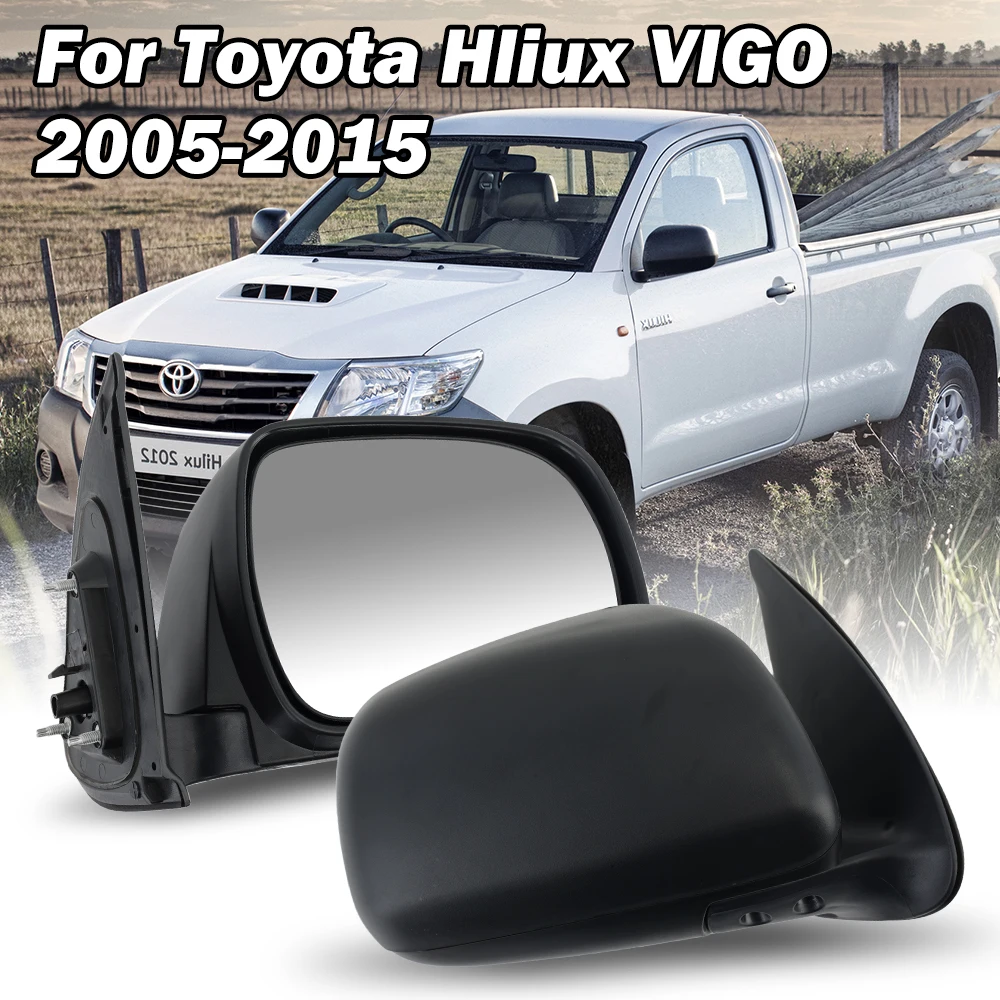 

3Pins Side Mirrors Assy For Toyota Hilux Vigo 2005 2006 2007-2015 Manual Fold Style Mirror Exterior Car Primer Black Accessories