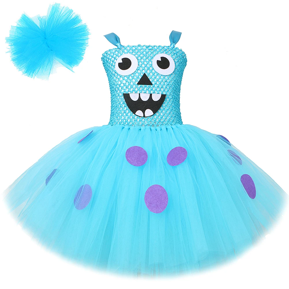 Blue Shaggy Monster Sullivan Costume Girls Birthday Halloween Cosplay Outfit for Kids Carnival Fancy Tutu Dress Disguise Clothes