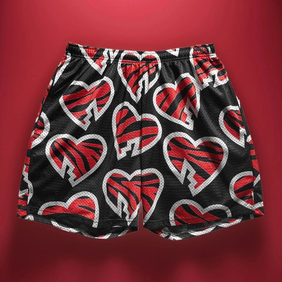 Nuevo estilo Michaels HBK pantalones cortos hombres mujeres pantalones cortos negro rojo corazón pantalones cortos deportes Casual pantalones cortos de lucha transpirable pantalones cortos de secado rápido