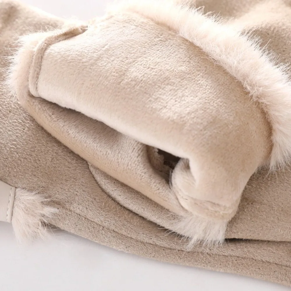 

Универсальные бархатные зимние замшевые перчатки, толстые женские перчатки с длинными пальцами, водонепроницаемые с флисовой подкладкой, зимние велосипедные варежки