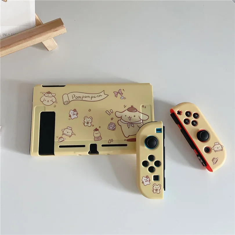 Kawaii Sanrio Pom Pom Purins Soft Case For Nintendo Switch Game Console Joycon Controller OLED Cover Gaming Accessories Gifts