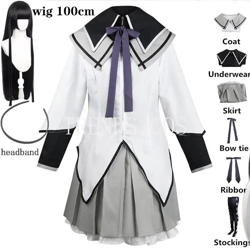 Anime Akemi Homura Cosplay Kostuum Vechten Uniform Kousen Akemi Homura Outfits