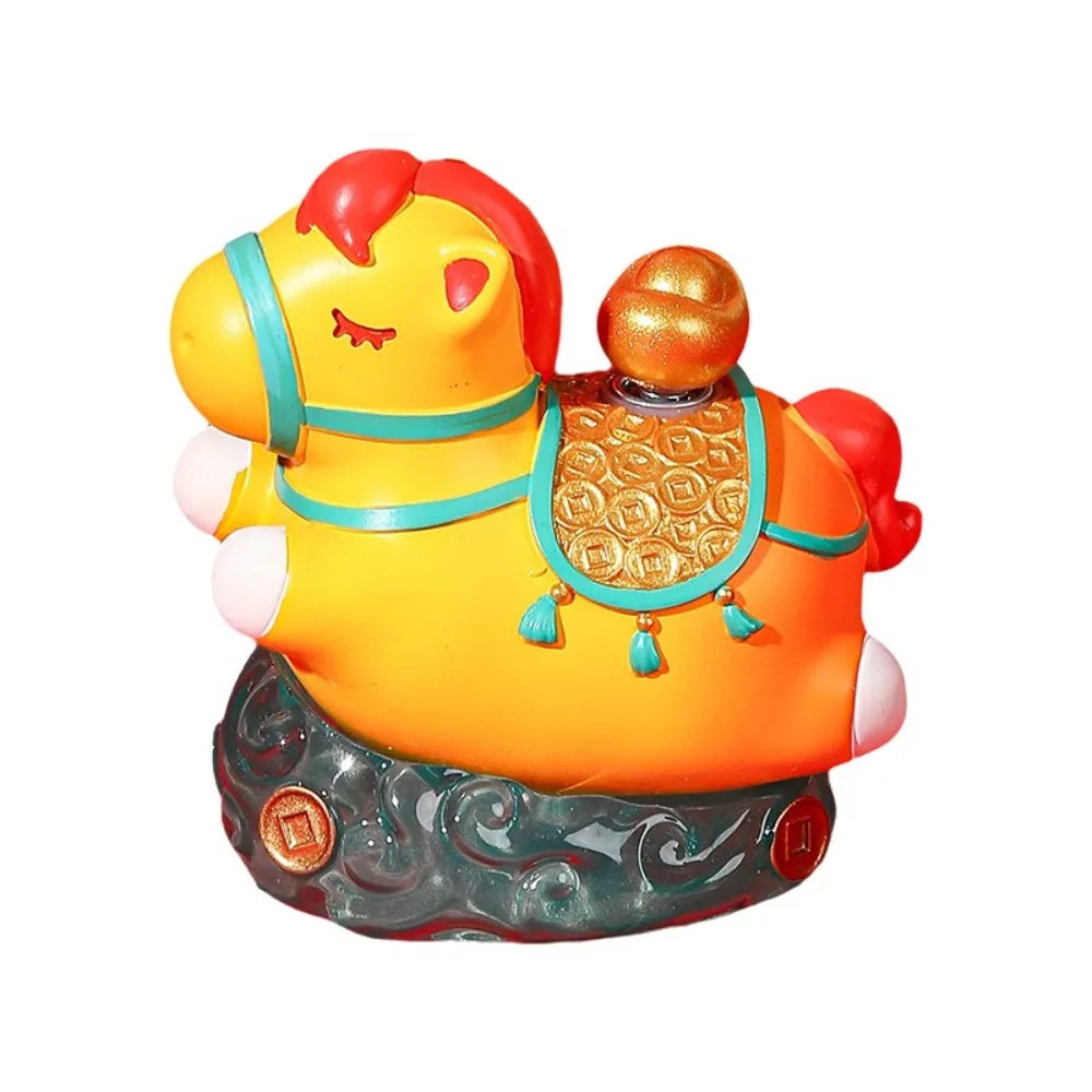 

DIY Craft Kawaii Pony Ornament Handcrafted Exquisite Zodiac Horse Figurines Resin Rotatable Desktop Ornament Home Decoration