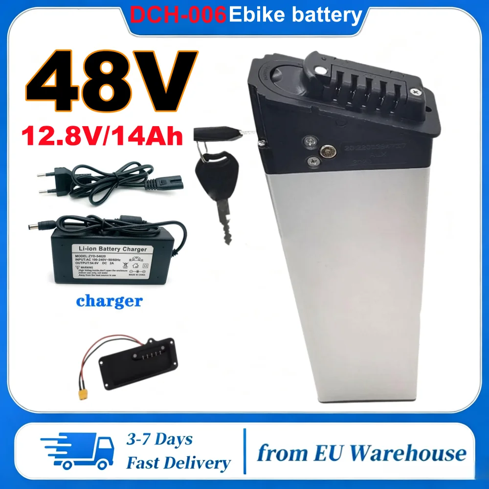 DCH-006 Ersatz-Li-Ionen-Akku 48V 10,4Ah 12,8Ah 14Ah mit integriertem BMS, wiederaufladbarer Akku für LO26 MX01 LAFLY X3 JINGHMA R3 R5 R6 R7 Fiido M1 Pro Faltbares Elektrofahrrad