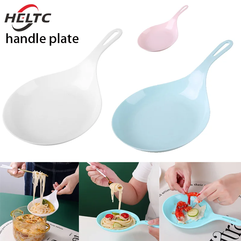 1pcs Korean Handheld Dish Fashion White With Handle Large Spoon Tray Fries Fried Chicken Snack Plate Fruit Dessert Cake Platter