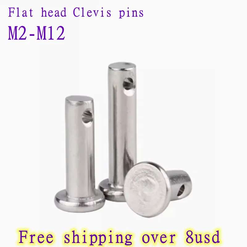 5-10pcs m2 m2.5 m3 m4 m5 M6 M8 m10 m12 Clevis pins stainless steel shaft flat head with hole pin cylindrical pins