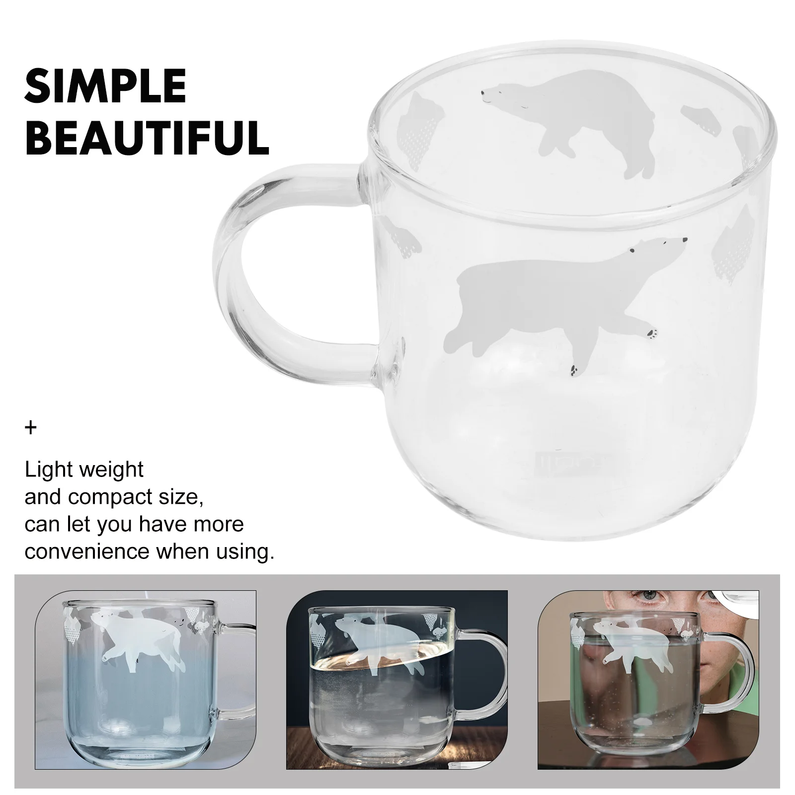 

Glass Milk Mug High Borosilicate Handheld Anti-Scald Clear Coffee Tea Cup Office Beverage Mug Cartoon Water Cup