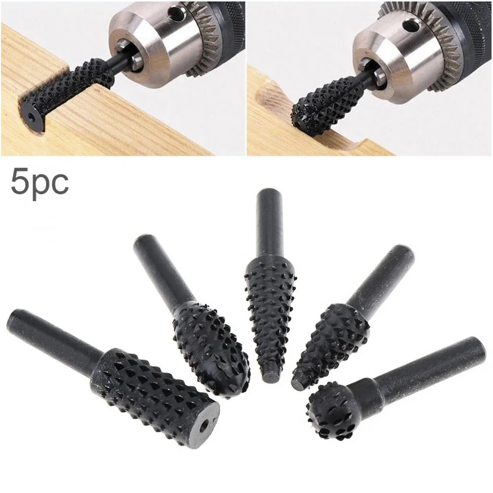 5pc Black Woodworking Wolf Tooth Stick Rotary File DIY Grinding Accessories Set Electric Grinding Head Tool view 6