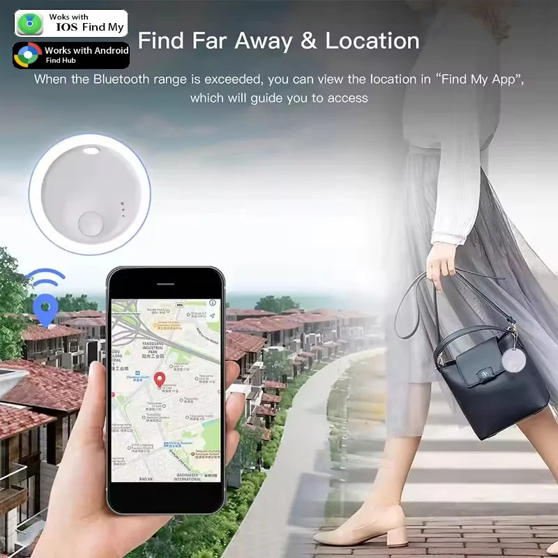แท็กอัจฉริยะระบบคู่สำหรับ Google หรือ Apple ตัวติดตามบลูทูธป้องกันการสูญหาย ใช้กับกระเป๋าเงิน พวงกุญแจ ค้นหาผ่านแอป Find My/Hub