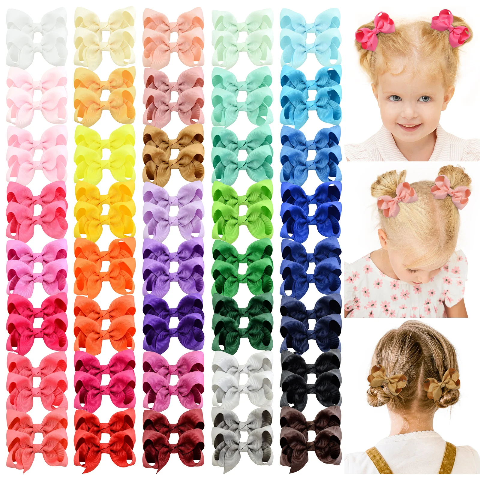20/40/50 Stück 3'' solide Band Haarschleifen Clips Geschenkset für Baby Mädchen Kleinkind Haarschleife Haarnadel Großhandel Kleinkind Kopfschmuck