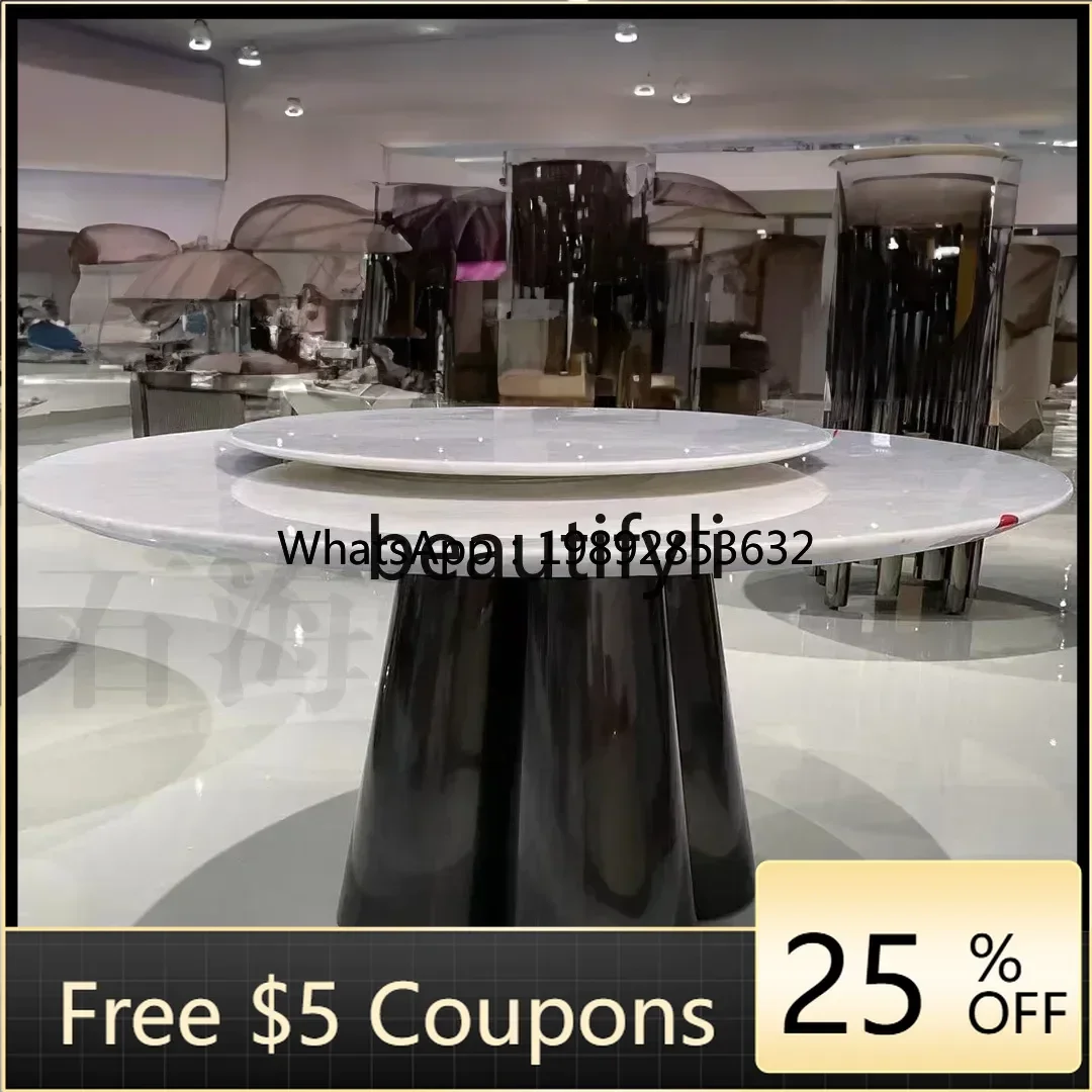 

FF Pure natural Kali ice jade luxury stone dining table round light luxury household living room