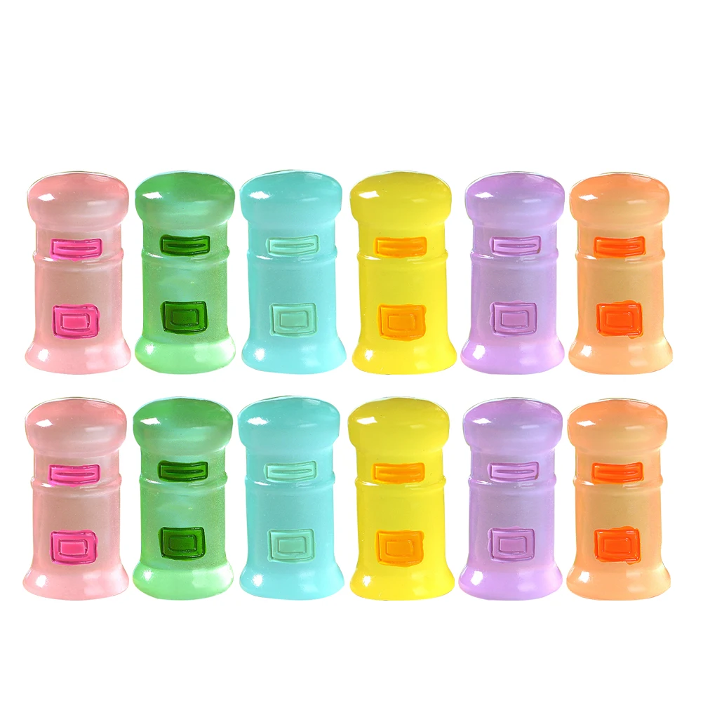 

12 Pcs Luminous Resin Mailbox Decorations Miniature Garden Figurines Bonsai Terrarium Micro Landscape Statue