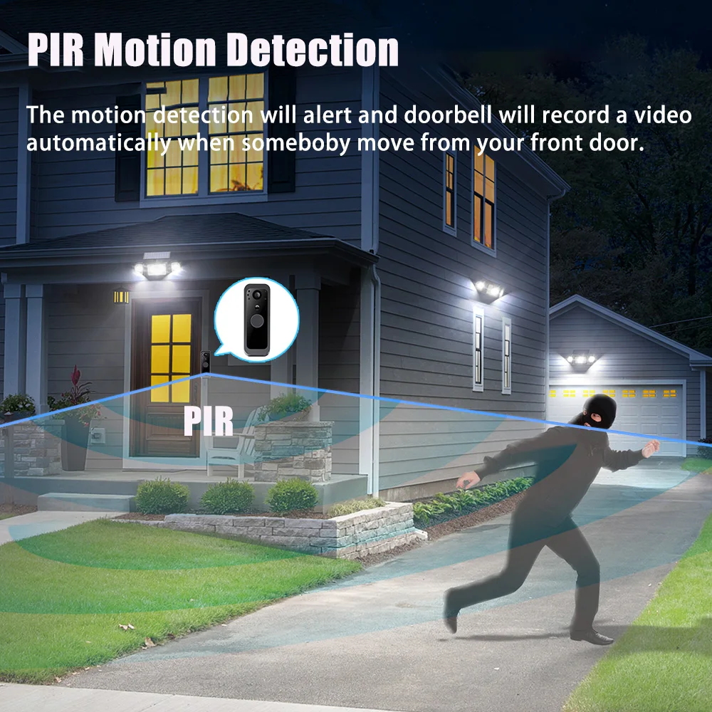 Wireless Digital Video Doorbell 4-Inch LCD Screen Motion Detection Home Security Intercom Ring Bell System