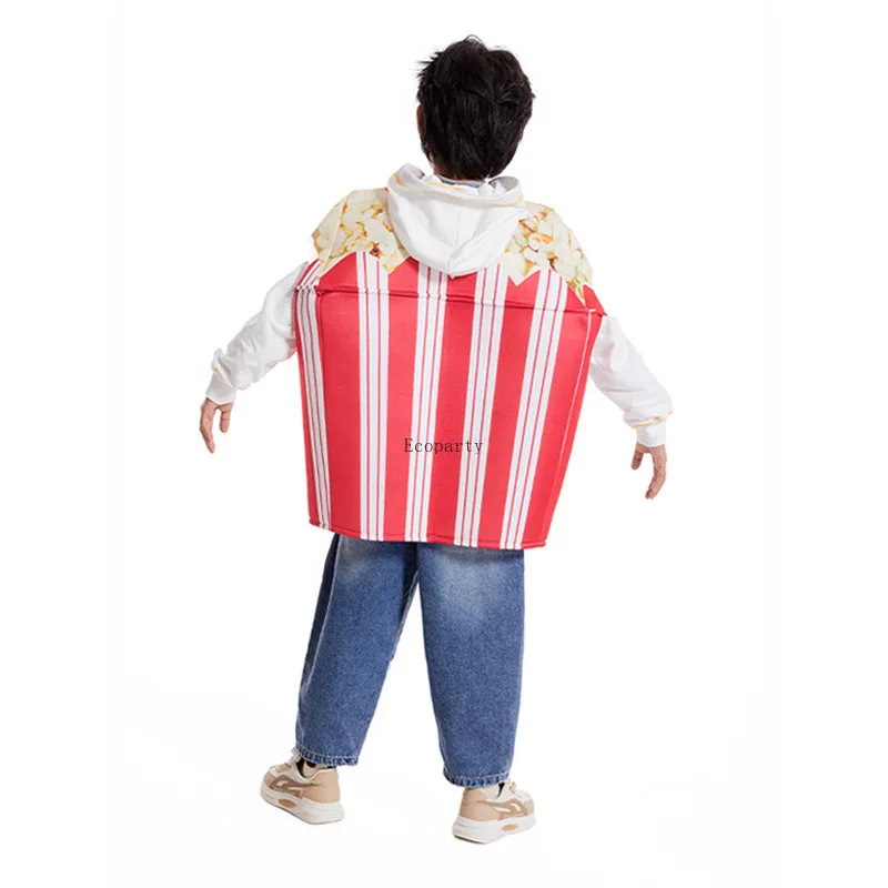 Unisex Kind Kinder Eimer Popcorn Kostüm für Jungen Mädchen 4-10t Schwamm Kleidung Disfraz Anime Cosplay Kleidung Fantasia