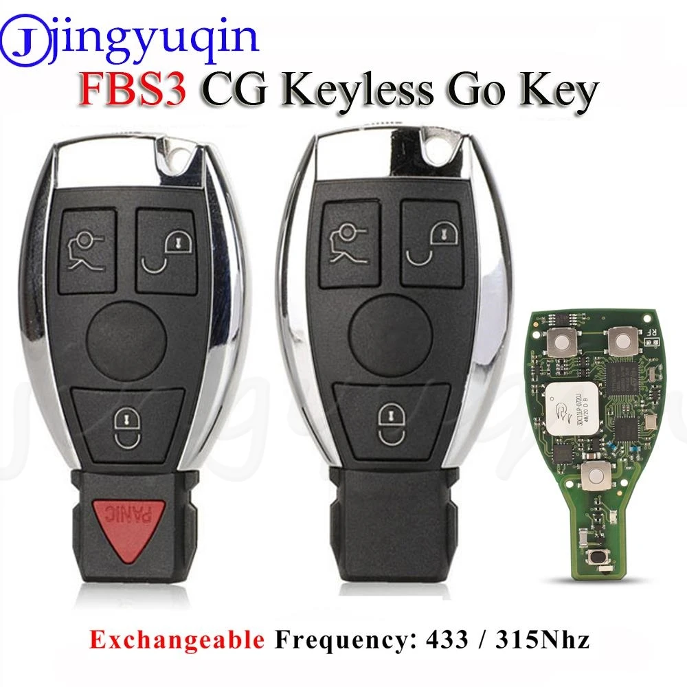 

jingyuqin CG MB FBS3 Keyless Entry For Mercedes Benz W164 W166 W216 W221 W251 W207 W166 W212 FBS3 Smart Key 433/315 Mhz 3/4BTN