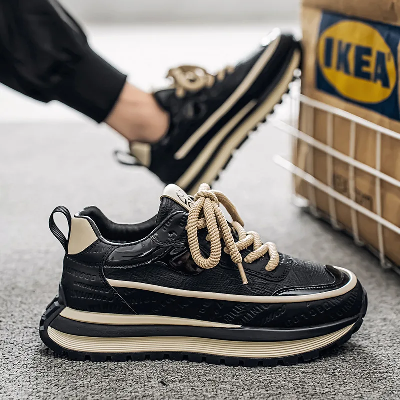 

New Thick Sole Heightened Youth Leisure Shoes, Trendy Outdoor Running Shoes, Autumn and Winter Leisure Dad Shoes