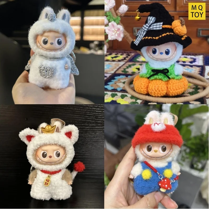 

For Labubu Clothing 4.0 Angel Panda Costume Heart Code Series Outfit Mini Wings & Bamboo Props Christmas Doll Clothes10cm Gift