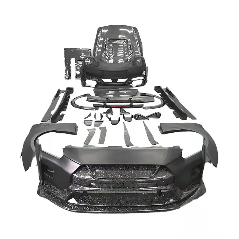 Va-ris نمط سيارة FRP مصدات الكربون الحقيقي محرك هود التنانير الجانبية الناشر طقم الجسم ل GTR R35 الإعداد المثالي #1