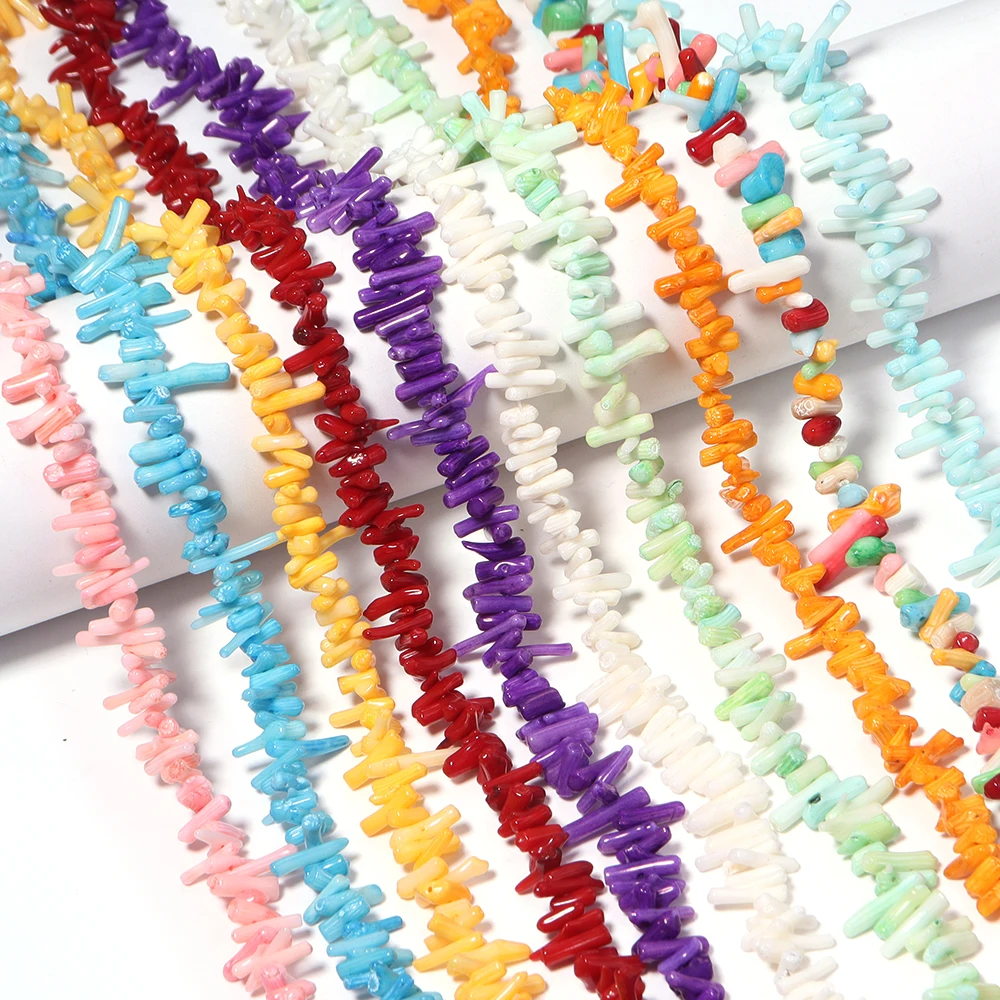 1 Strang bunte, unregelmäßige Naturstein-Korallenperlen, lose Abstandsperlen für die Schmuckherstellung, DIY-Armband, Halskette, Zubehör – Detail 4