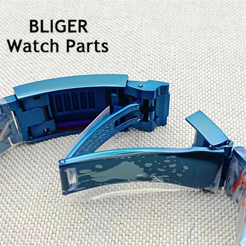 Caixa de mergulho em vidro safira, pulseira jubileu, fivela deslizante, ajustável para NH35, NH36, NH34, 2824, 2836, PT5000, 40m