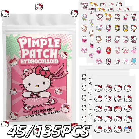 45/135PCS Sanrio Hello Kitty Cartoon Pimples Defect Patch - Invisible Hydrocolloid Acne Patch, Facial Decoration Patch,