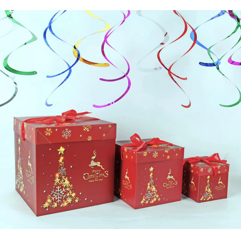 New Creative Christmas Gift Packaging Paper Boxes Christmas Tree Bottom Decoration Gift Carton Window Scene Layout Supplies