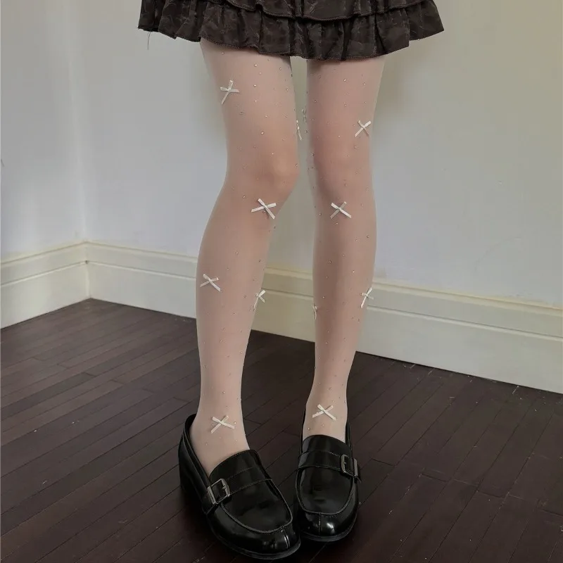 

Sweet Girls Tights Rhinestone Sexy Lingerie Thigh High Stockings Pantyhose Kawaii Bow Cute Women Tights Pantyhose Body Stockings