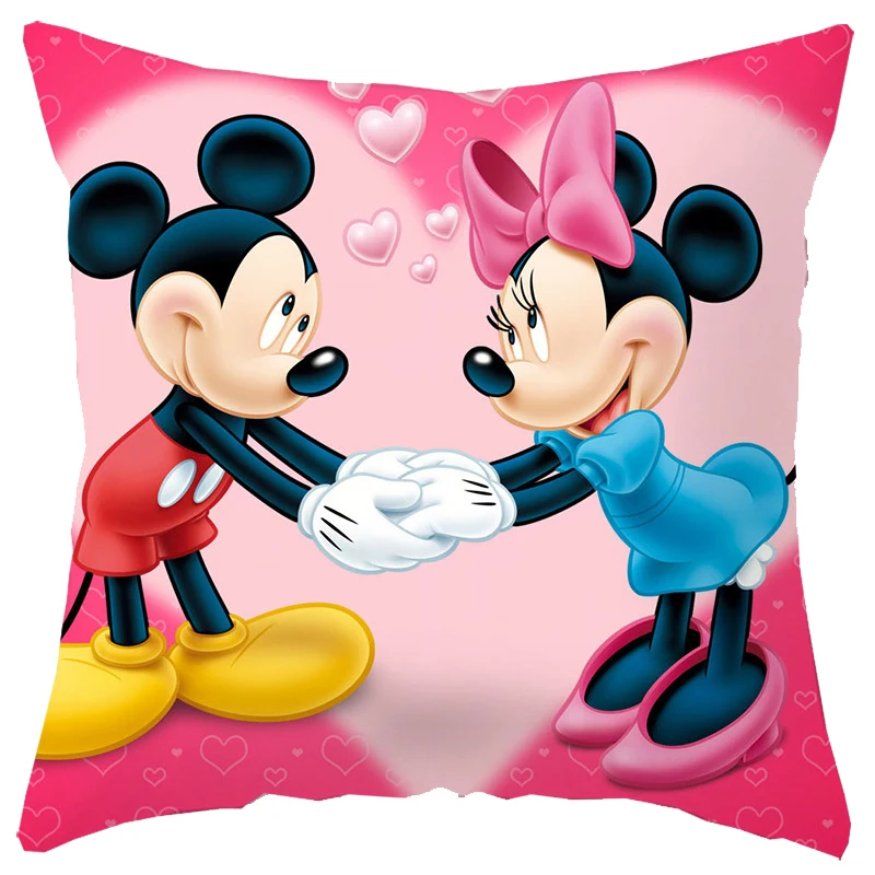 Disney Pillowcase Cushion Cover Mickey Minnie Mouse Pillow Case Cartoon Boy Girl Couple Wedding Gift 45x45cm