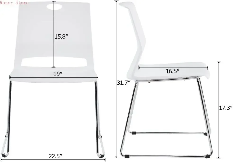 White Plastic Stackable Chairs-(Set of 4)