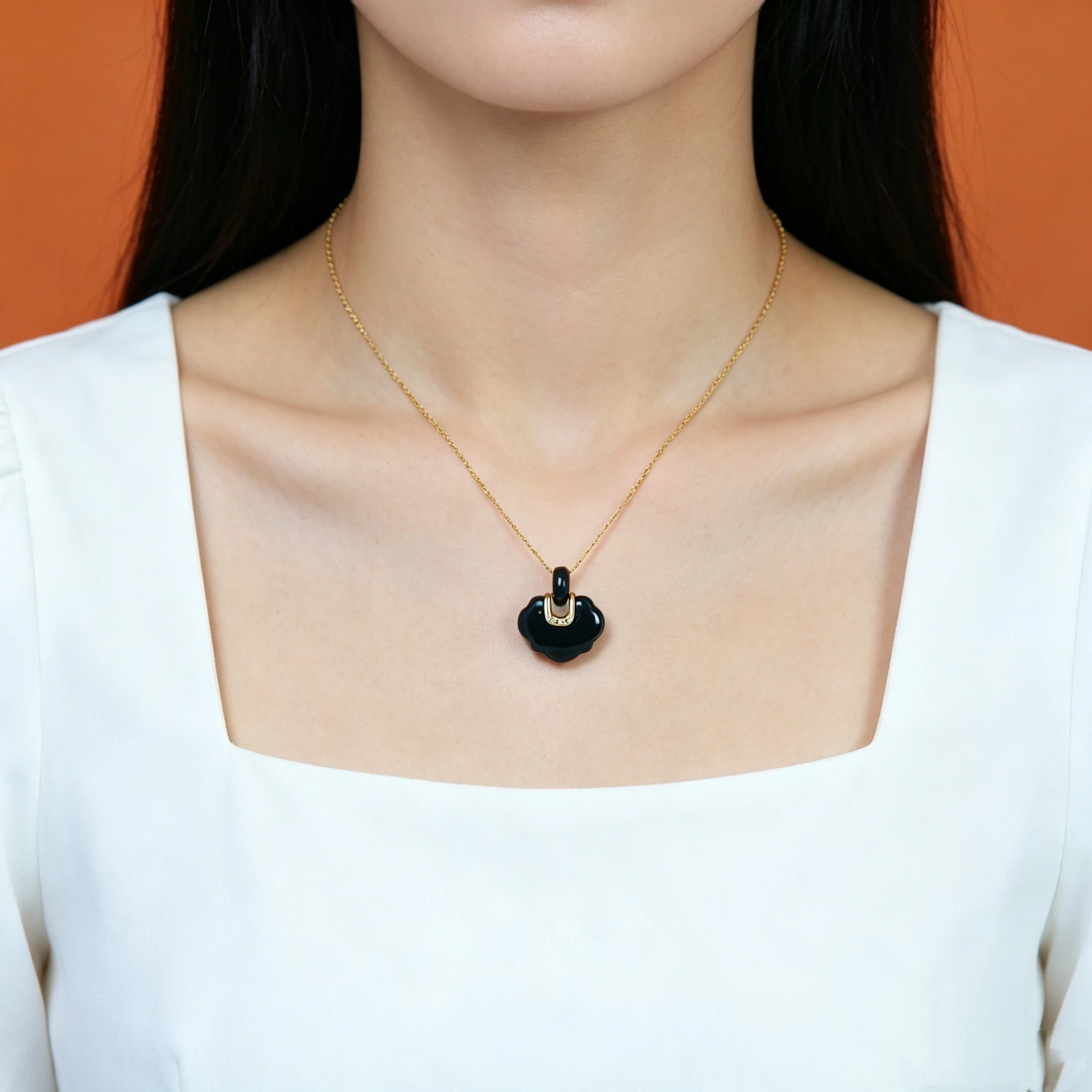 Genuine China Nephrite Stone Black Hetian Jade Ruyi Lock Pendant 925 Silver Necklace Women Certified Jewelry Girlfriend Mom Gift