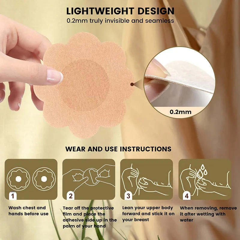 Lady Nipple Cover Teat Hide Women Nipple Pasties  Breast Petals Invisible Bra Padding Chest Sticker Patch Nipple Covers Stickers