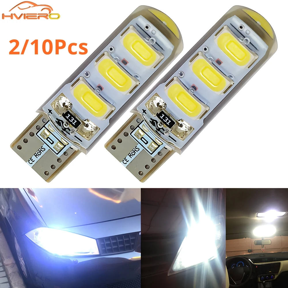 

2/10 T10 DC 12V Automotive LED 194501 6SMD 5630 Silicone Cob Marking Tail Wedge Parking Fog Running Light Bulb Tube Illumination