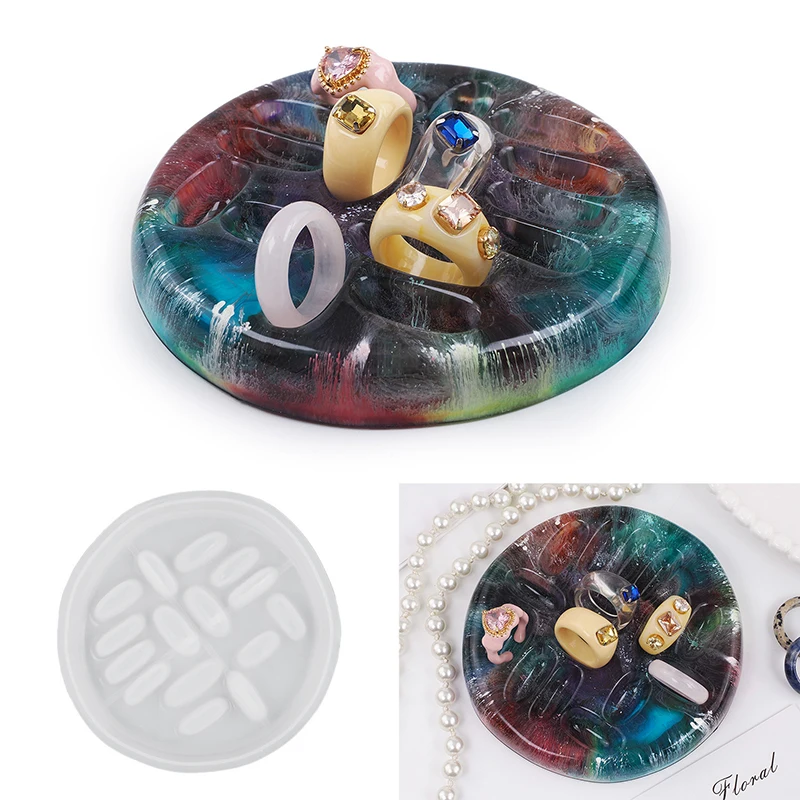 Round Ring Tray Silicone Mold DIY Handmade Drop Glue Resin Gypsum Irregular Jewelry Storage Mold Ring Tray